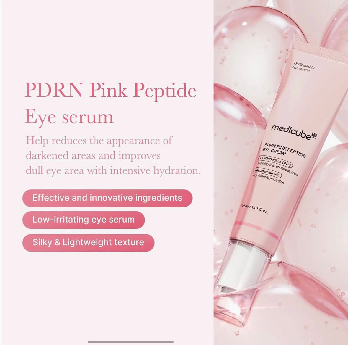 MEDICUBE – Crème Contour des Yeux Peptide Rose & PDRN 30ml