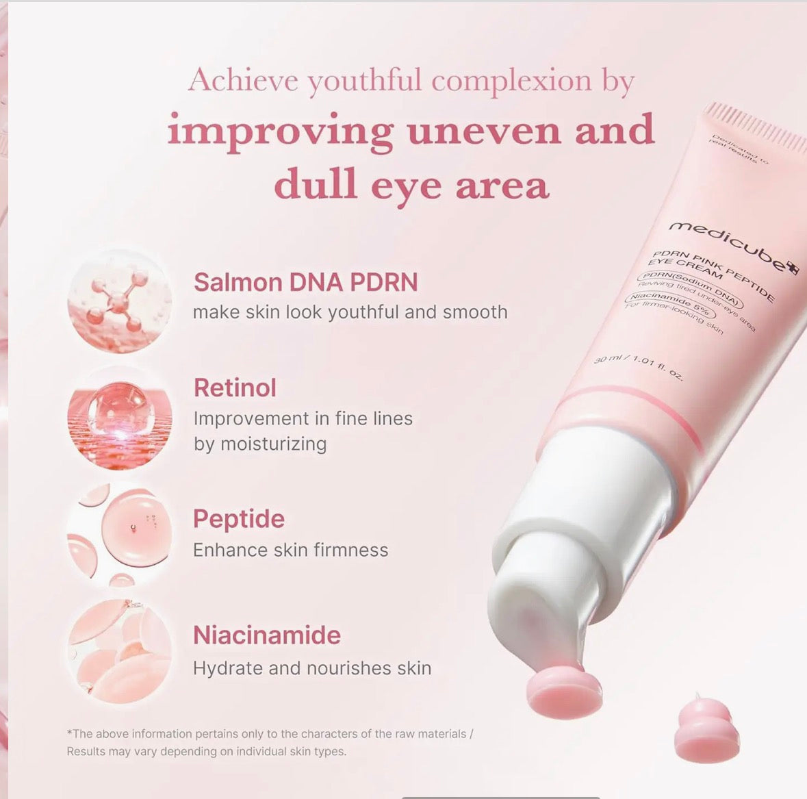 MEDICUBE – Crème Contour des Yeux Peptide Rose & PDRN 30ml