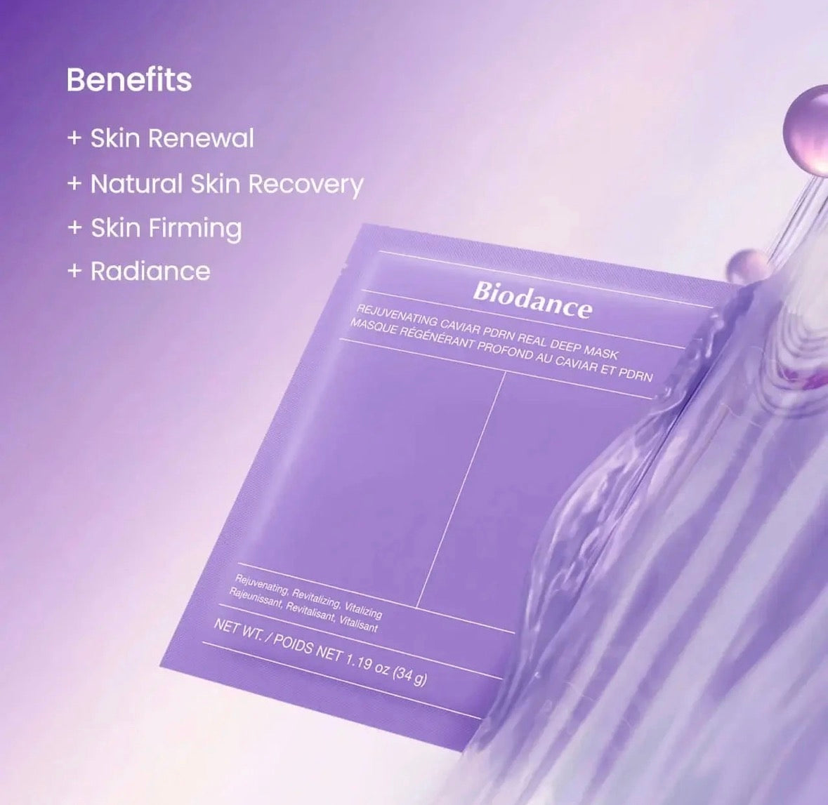 BIODANCE Masque Profond Réel Rajeunissant au Caviar PDRN 34g